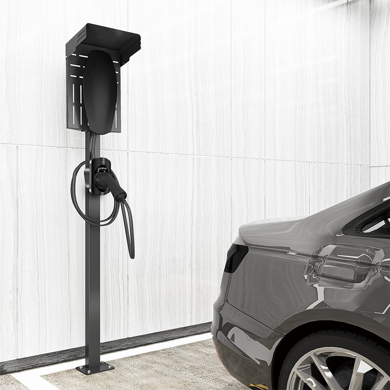 LogiLink support mural avec rangement de câble pour câble de recharge véhicule électrique, plastique noir, charge statique 10 kg